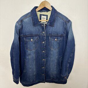 Suko Jeans Woman L Denim Jean Sherpa Lined Jacket